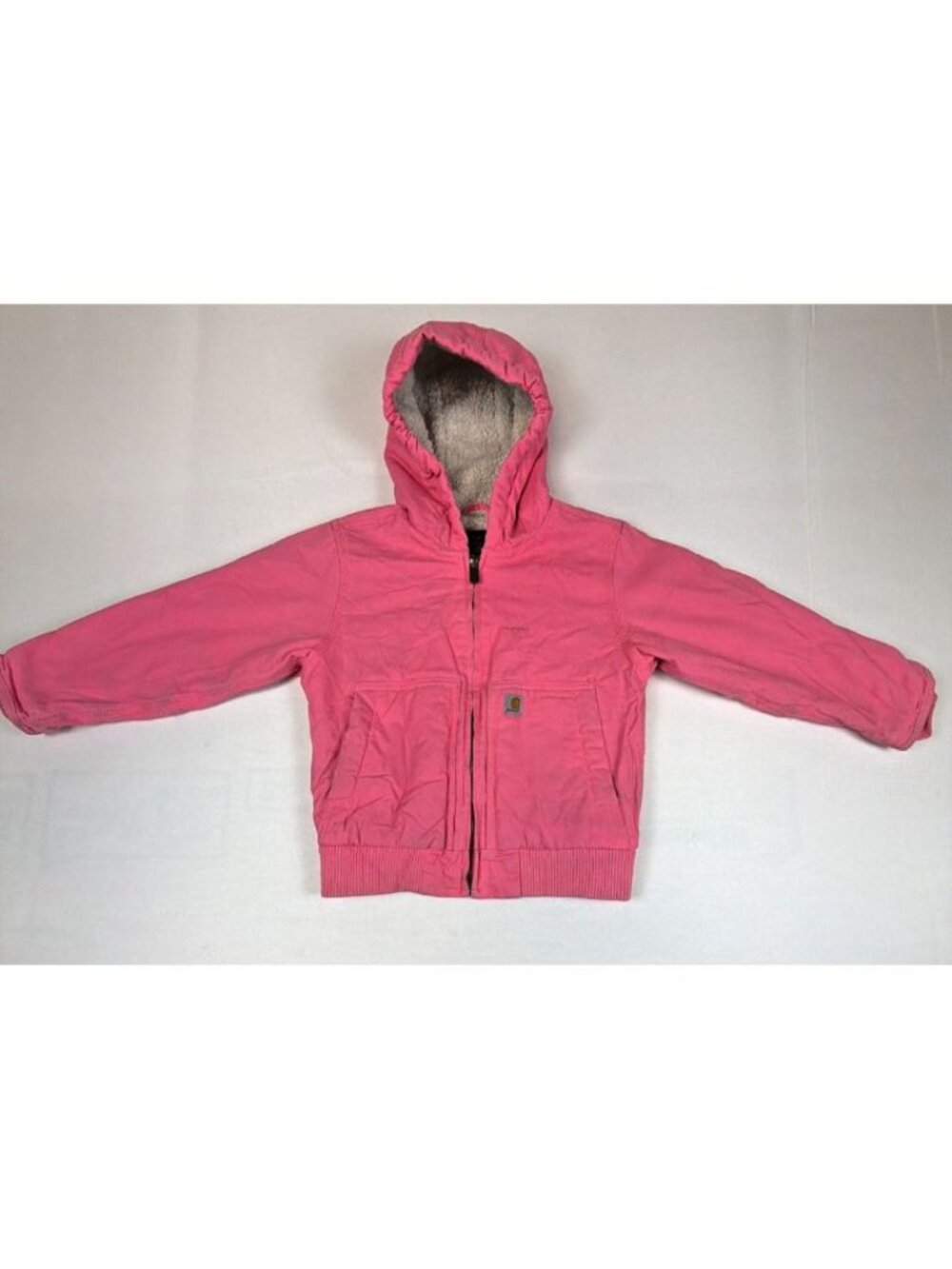 Carhartt Girls' Pink Hooded Jacket Sherpa Lined Full Zip Size XS (6)